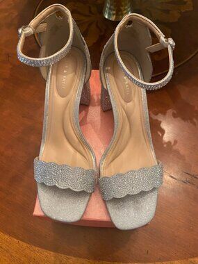 Silver glitter block heel Mother of the Bride shoes